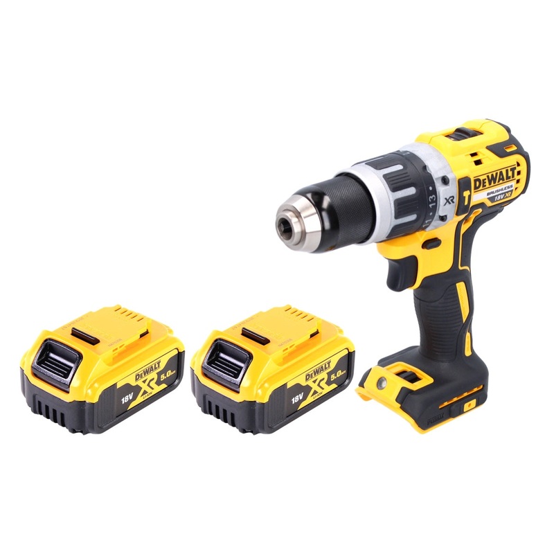 Taladro combinado inalmbrico DeWalt DCD 796 N 18 V 70 Nm sin escobillas + 2x batera 5.0 Ah - sin cargador