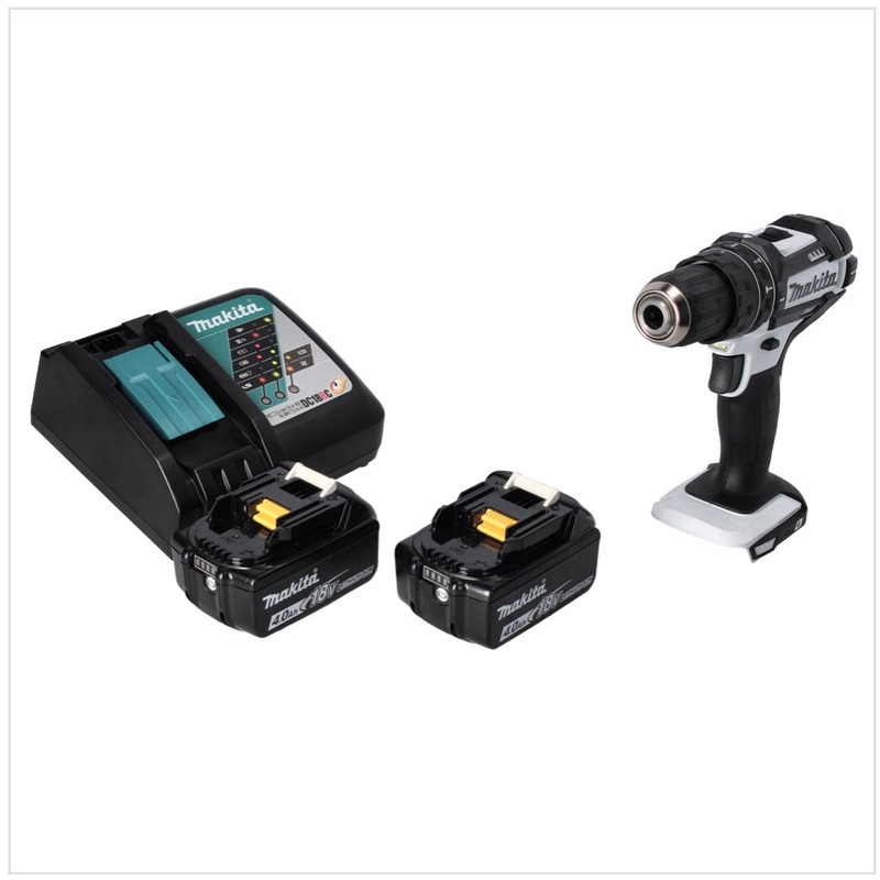 Taladro de impacto inalmbrico Makita DHP 482 RM W 18 V 62 Nm + 2x batera 4.0 Ah + cargador