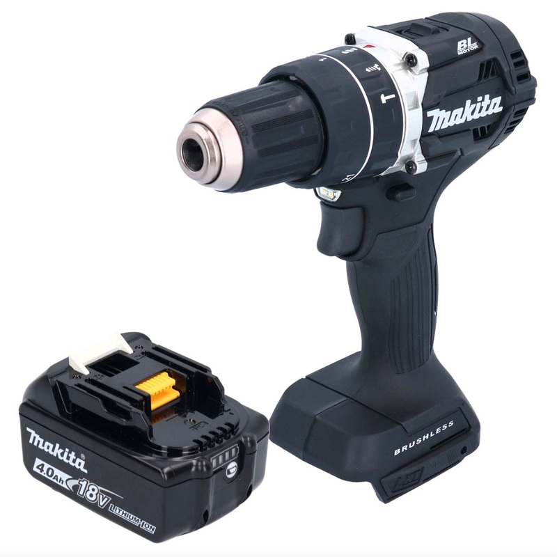 Taladro de impacto inalmbrico Makita DHP 484 M1B 18 V 54 Nm sin escobillas negro + 1x batera 4.0 Ah - sin cargador