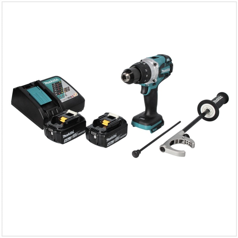 Taladro percutor inalmbrico Makita DHP 481 RM 18 V 115 Nm sin escobillas + 2x batera 4.0 Ah + cargador
