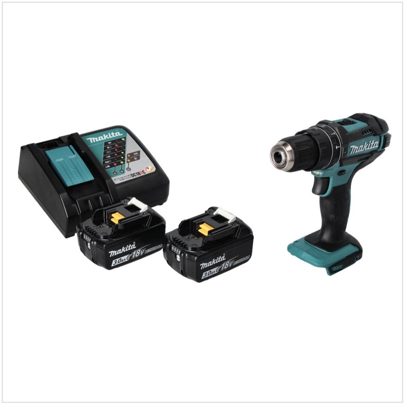Taladro percutor inalmbrico Makita DHP 482 RF 18 V 62 Nm + 2x batera 3.0 Ah + cargador