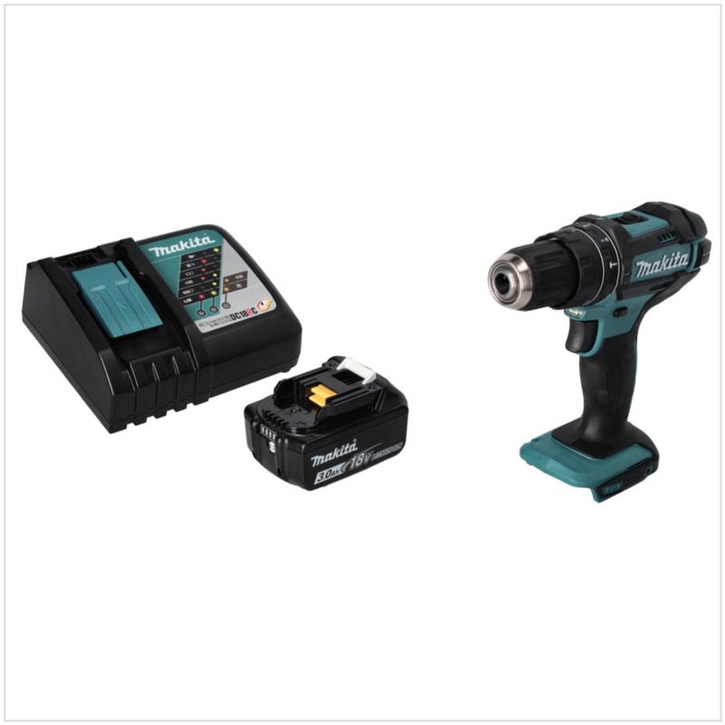 Taladro percutor inalmbrico Makita DHP 482 RF1 18 V 62 Nm + 1x batera 3.0 Ah + cargador