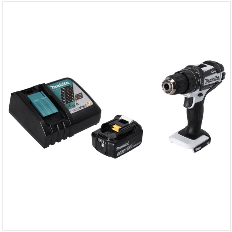 Taladro percutor inalmbrico Makita DHP 482 RF1 W 18 V 62 Nm + 1x batera 3.0 Ah + cargador