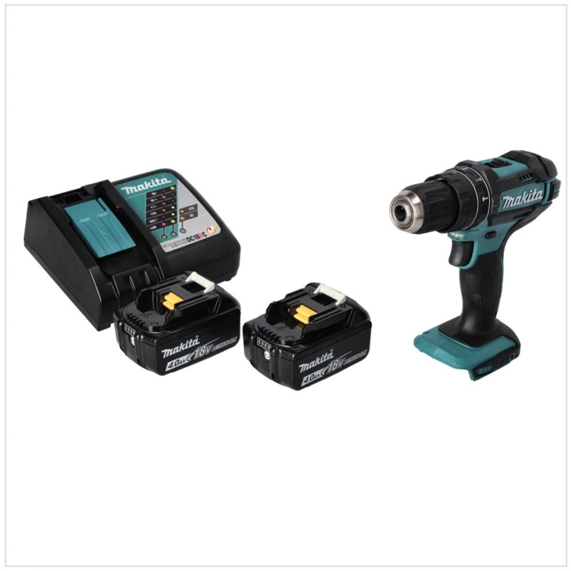 Taladro percutor inalmbrico Makita DHP 482 RM 18 V 62 Nm + 2x batera 4.0 Ah + cargador