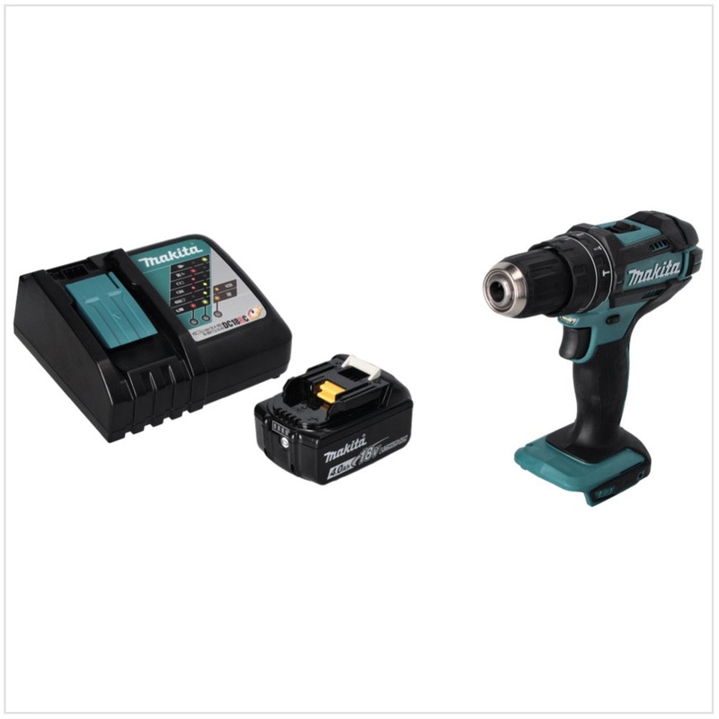 Taladro percutor inalmbrico Makita DHP 482 RM1 18 V 62 Nm + 1x batera 4.0 Ah + cargador