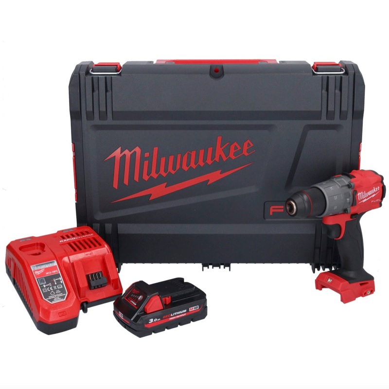 Taladro percutor inalmbrico Milwaukee M18 FPD2-301X 18 V 135 Nm sin escobillas + 1x batera 3,0 Ah + cargador + caja HD