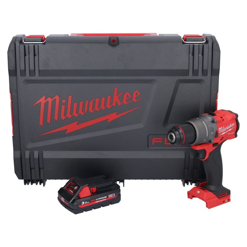 Taladro percutor inalmbrico Milwaukee M18 FPD3-301X 18 V 158 Nm Brushless + 1x Batera 3.0 Ah + HD Box - sin cargador