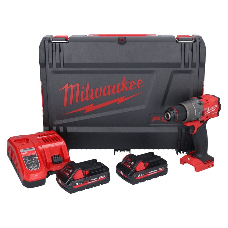 Taladro percutor inalmbrico Milwaukee M18 FPD3-302X 18 V 158 Nm Brushless + 2x Bateras 3.0 Ah + Cargador + Caja HD