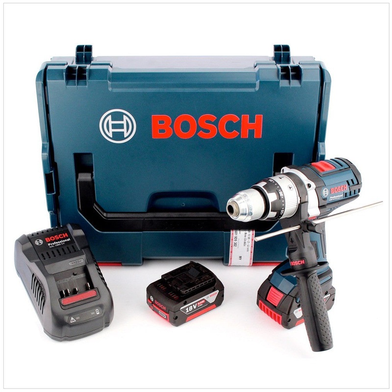 Bosch GSB 18 VE-2-Li Taladro percutor inalmbrico Li-Ion Professional de 18 V en Bosch L-Boxx con cargador rpido y 2 bateras GBA de 6 Ah