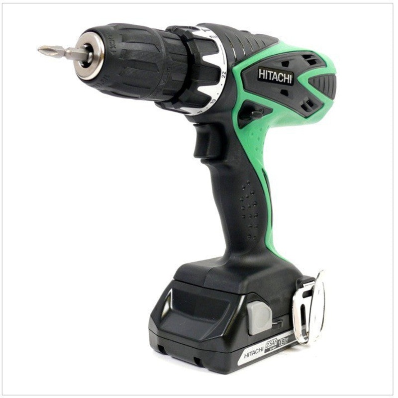 Juego de taladro percutor a batera Hitachi DV 18 DSFL 18V Li-Ion + Hitachi UB 18 DAL + Juego de broca y broca Hitachi de 42 piezas
