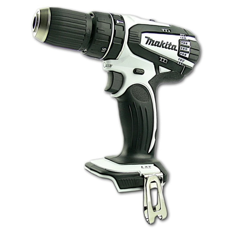 Makita BHP 456 Taladro percutor con batera Li-Ion de 18 V blanco Solo - solo el dispositivo + 1x batera Dinotech 3,0 Ah