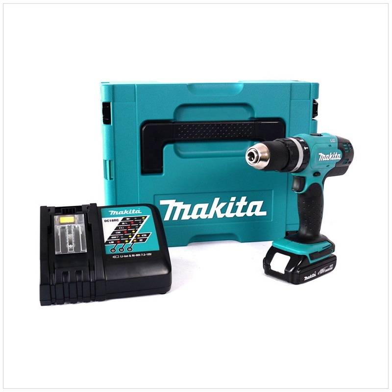 Makita DHP 453 RA1J taladro percutor inalmbrico 18 V 42 Nm + 1x batera 2,0 Ah + cargador + Makpac