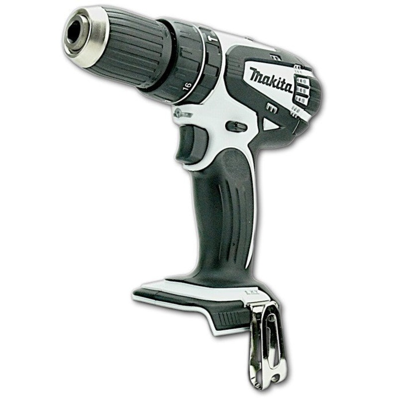 Makita DHP 456 Taladro percutor inalmbrico Li-ion de 18 V blanco solo - solo el dispositivo sin accesorios, sin batera, sin cargador, sin estuche