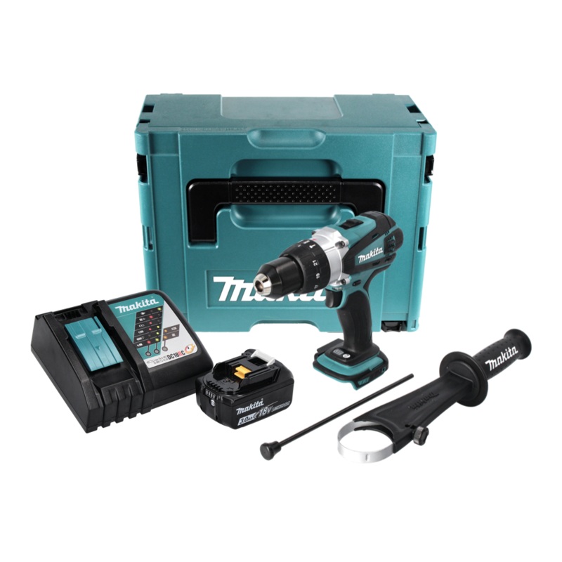 Makita DHP 458 RF1J taladro percutor inalmbrico 18 V 91 Nm + 1x batera 3,0 Ah + cargador + Makpac