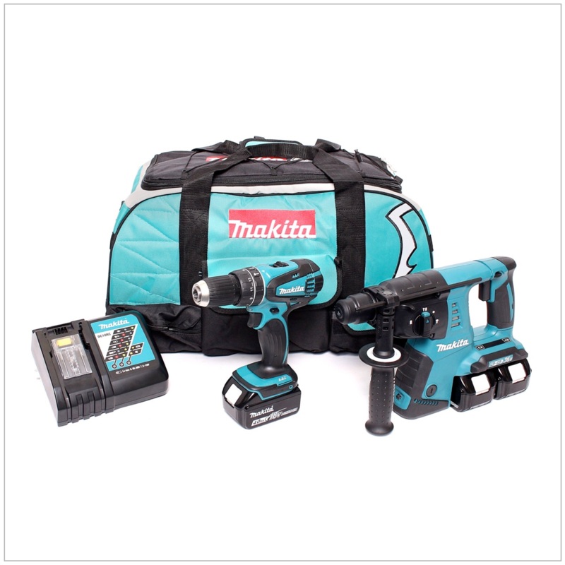 Makita DLX 2069 M 18 V - Set: DHP 456 + DHR 263 + 3 bateras de 4,0 Ah + cargador en bolsa de herramientas