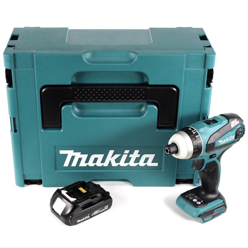 Makita DTP 141 Y1J destornillador quadro inalmbrico 18V 150 Nm sin escobillas + 1x batera 1,5Ah + Makpac - sin cargador