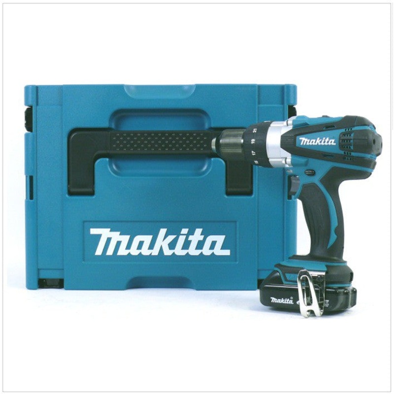 Taladro percutor inalmbrico Makita DHP 458 Y1J 18V 91Nm en Makpac + 1x batera de 1,5 Ah