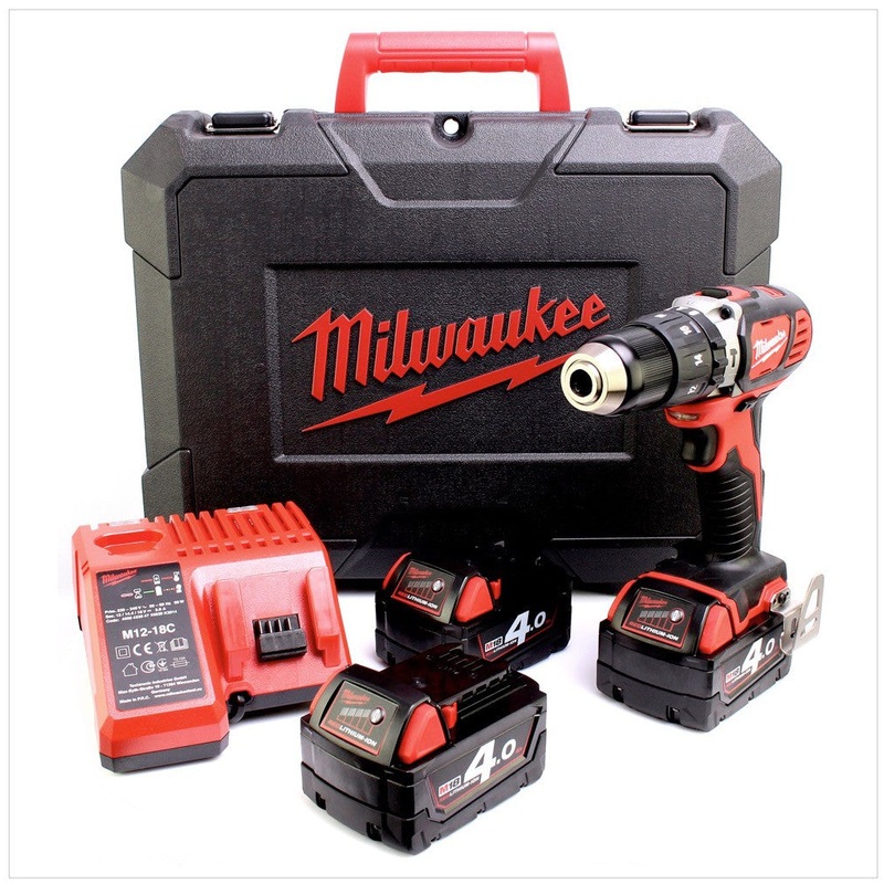 Taladro percutor inalmbrico Milwaukee M18 BPD 403 C 18V 60Nm + 3x bateras 4.0Ah + cargador en estuche