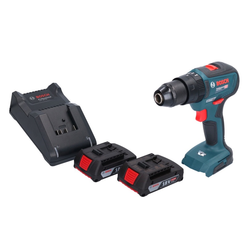 Taladro percutor inalmbrico profesional Bosch GSB 18V-55 18 V 55 Nm Brushless + 2x Batera 2.0 Ah + Cargador