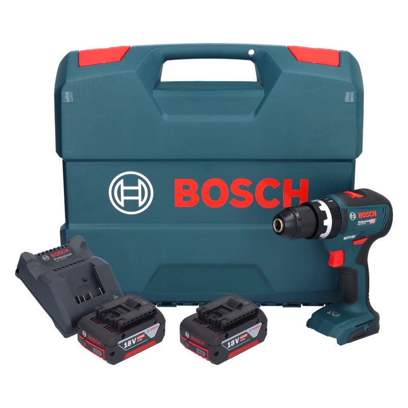 Taladro percutor inalmbrico profesional Bosch GSB 18V-55 18 V 55 Nm Brushless + 2x Bateras 4.0 Ah + Cargador + Maletn