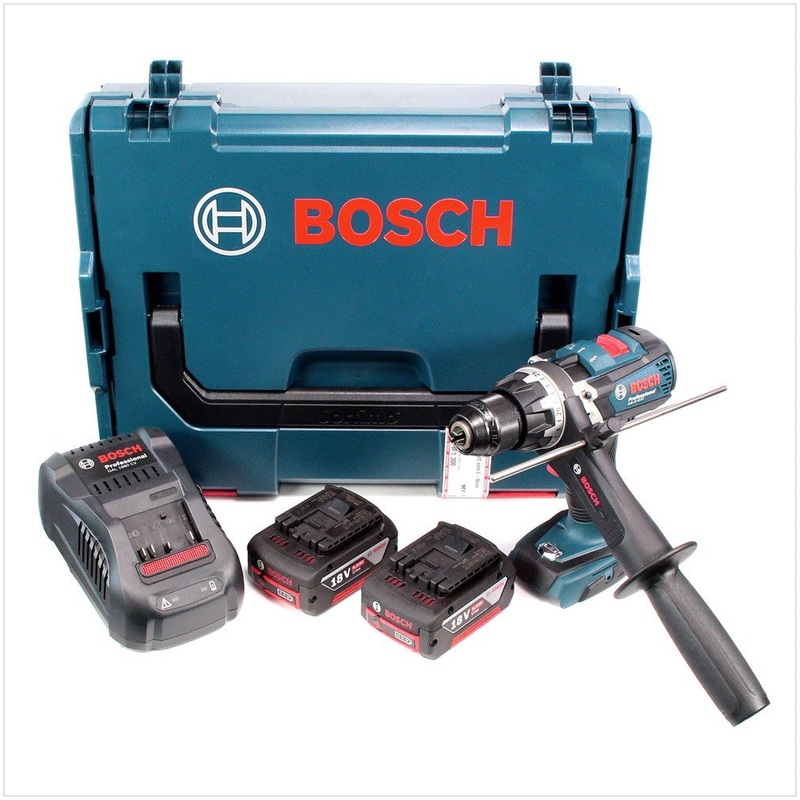 Batera Bosch GSB 18 VE-EC Professional: taladro percutor en L-Boxx con inserto, 2 bateras GBA de 6 Ah, cargador rpido GAL 1880