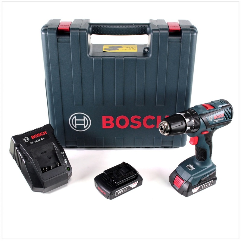 Bosch GSB 18-2-Li Plus Professional Taladro percutor a batera de 18 V con 2 bateras de 1,5 Ah + cargador en estuche (06019E7173)