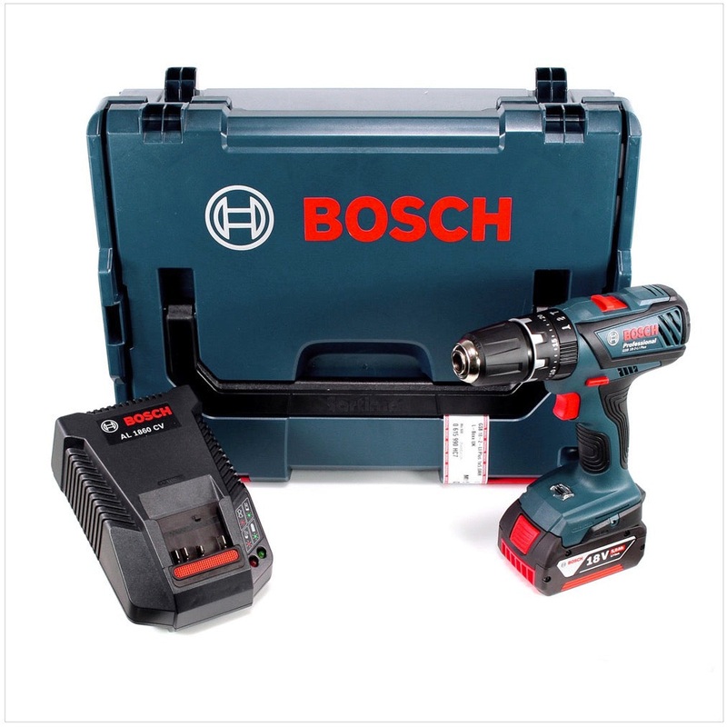 Bosch GSB 18-2-Li Plus Professional Taladro percutor a batera de 18 V en L-Boxx con 1 batera GBA de 5 Ah y cargador AL 1860 CV (0615990HC7)
