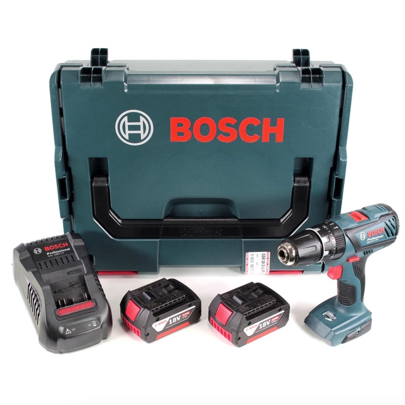 Bosch GSB 18-2-Li Plus Professional Taladro percutor a batera de 18 V en L-Boxx con 2 bateras GBA de 4,0 Ah + cargador
