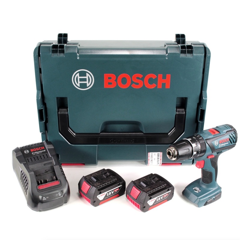 Bosch GSB 18-2-Li Plus Professional Taladro percutor a batera de 18 V en L-Boxx con 2 bateras GBA de 5,0 Ah + cargador