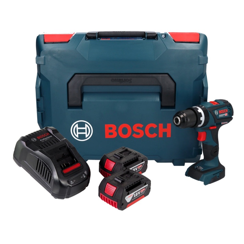 Bosch GSB 18 V-60 C Taladro percutor inalmbrico profesional 18 V 60 Nm sin escobillas + 2x bateras 6,0 Ah + cargador + L-Boxx