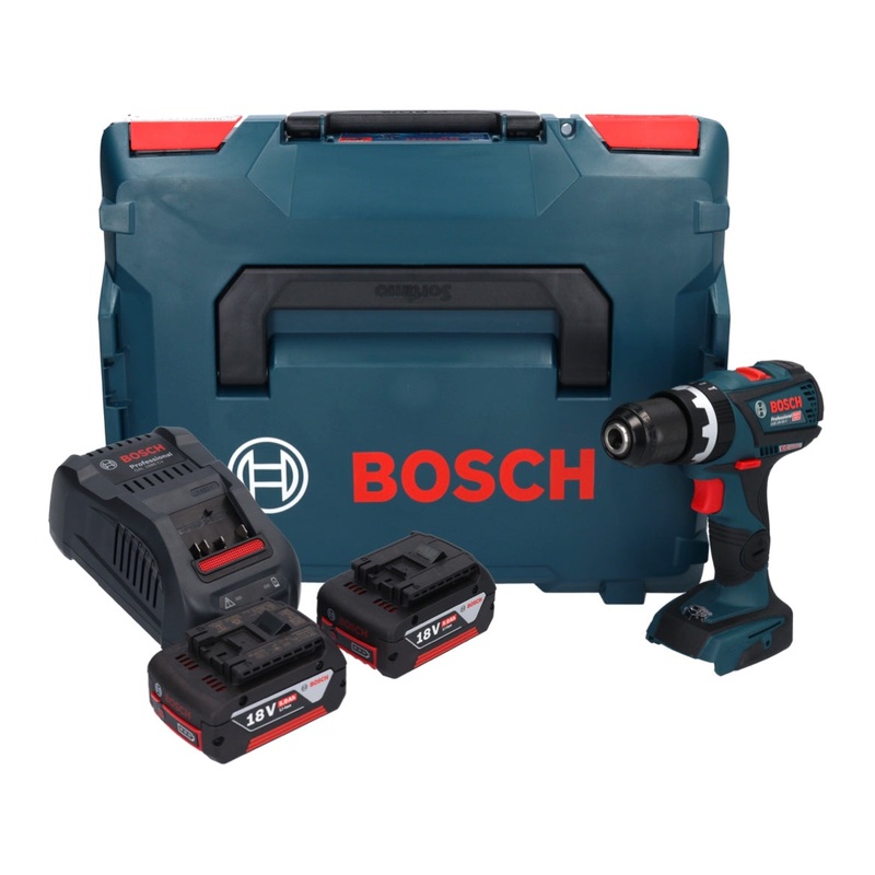 Bosch GSB 18V-60 C Taladro percutor inalmbrico profesional 18 V 60 Nm sin escobillas + 2x bateras 5,0 Ah + cargador + L-Boxx