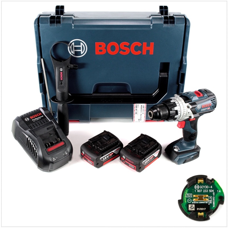 Bosch Taladro percutor inalmbrico GSB 18V-85 C 18V 85Nm 1/2" brushless + 2x batera 5.0Ah + cargador + mdulo de conectividad + L-Boxx (06019G0301)