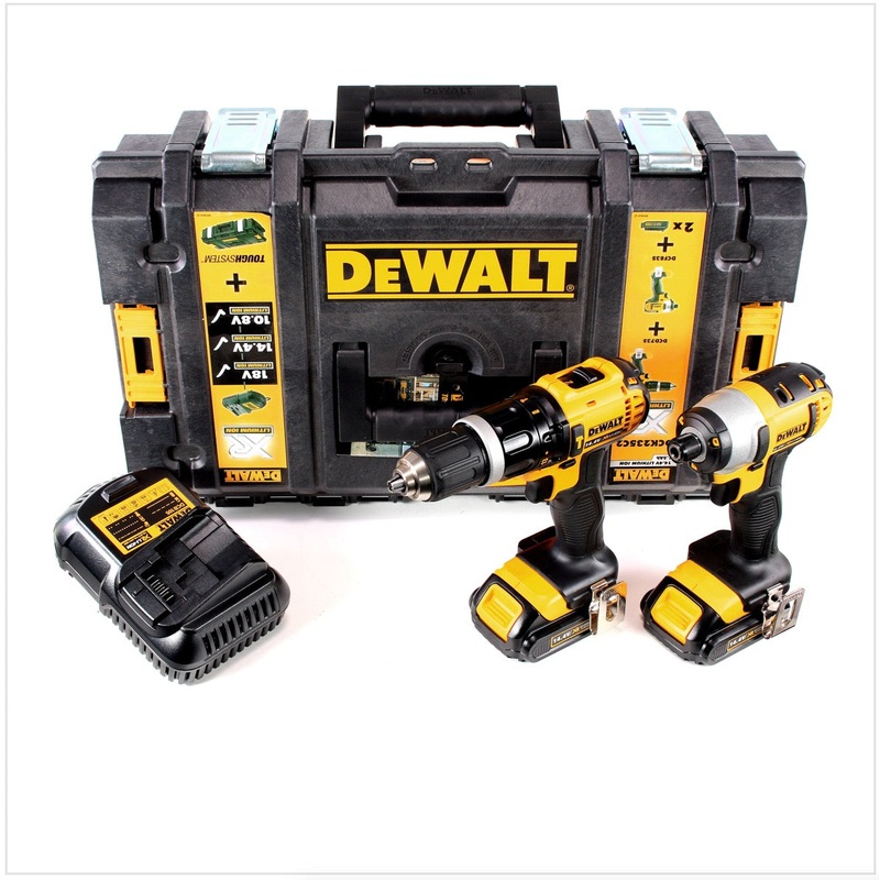 Combo Pack DeWalt DCK 235 C2 Taladro de impacto DCD 735 de 14,4 V + llave de impacto DCF 835 + 2 bateras de 1,5 Ah + cargador + ToughBox