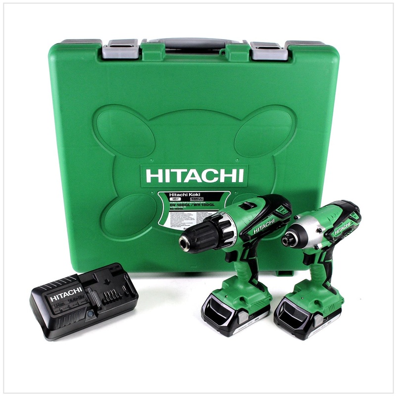 Juego Hitachi KC 18 DGL / JA con 1x Hitachi WH 18 DGL + 1x Hitachi DV 18 DGL + 2x batera Hitachi BSL 1815 de 1,5 Ah + 1x cargador de batera Hitachi UC 18YKSL 14,4 - 18 V