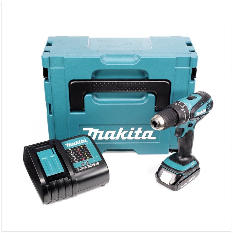 Makita DHP 456 SA1J taladro percutor inalmbrico 18 V 42 Nm + 1x batera 2,0 Ah + cargador + Makpac