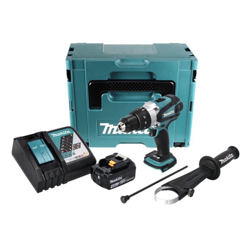 Makita DHP 458 RM1J taladro percutor inalmbrico 18 V 91 Nm + 1x batera 4,0 Ah + cargador + Makpac