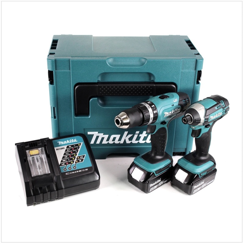 Taladro de impacto inalmbrico Makita DHP 453 18V 42Nm + llave de impacto DTD 152 18V 165Nm + 2x bateras 4.0Ah + cargador en Makpac