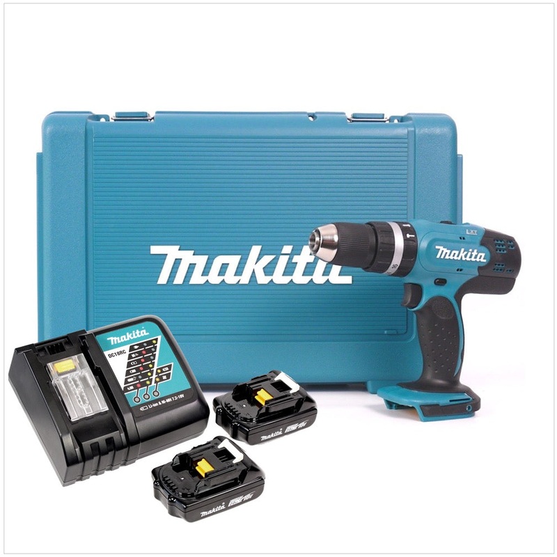 Taladro percutor inalmbrico Makita DHP 453 RAJ 18 V 42 Nm + 2x bateras 2,0 Ah + cargador + maletn