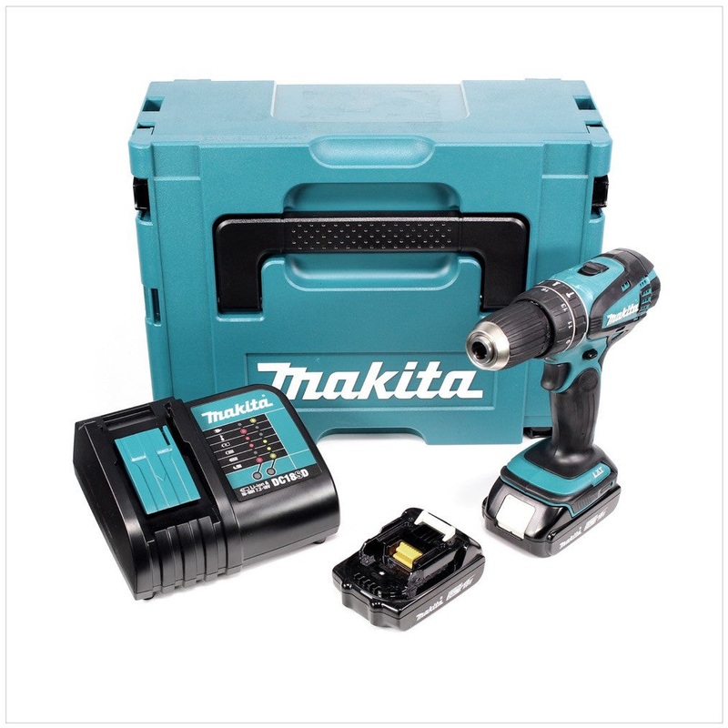 Taladro percutor inalmbrico Makita DHP 456 SAJ 18 V 42 Nm + 2x bateras 2,0 Ah + cargador + Makpac