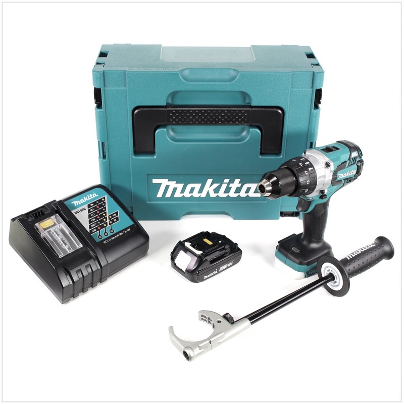 Taladro percutor inalmbrico Makita DHP 481 RA1J 18 V 115 Nm sin escobillas + 1x batera 2,0 Ah + cargador + Makpac
