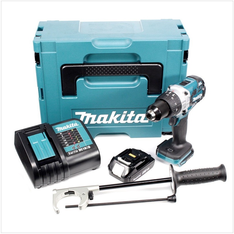 Taladro percutor inalmbrico Makita DHP 481 SA1J 18 V 115 Nm sin escobillas + 1x batera 2,0 Ah + cargador + Makpac