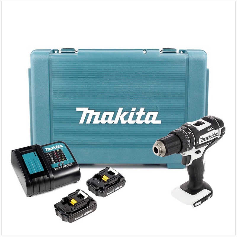 Taladro percutor inalmbrico Makita DHP 482 SAE W 18 V 62 Nm + 2x bateras 2,0 Ah + cargador + maletn