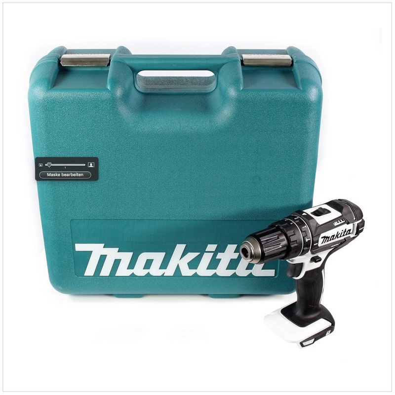 Taladro percutor inalmbrico Makita DHP 482 TK W en estuche 18 V 62 Nm + juego de herramientas de 101 piezas - sin batera, sin cargador