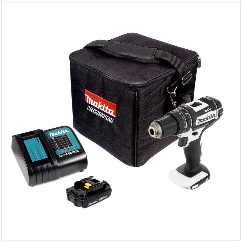 Taladro percutor inalmbrico Makita DHP 482 W 18 V 62 Nm + 1x batera 1,5 Ah + cargador + bolsa de herramientas