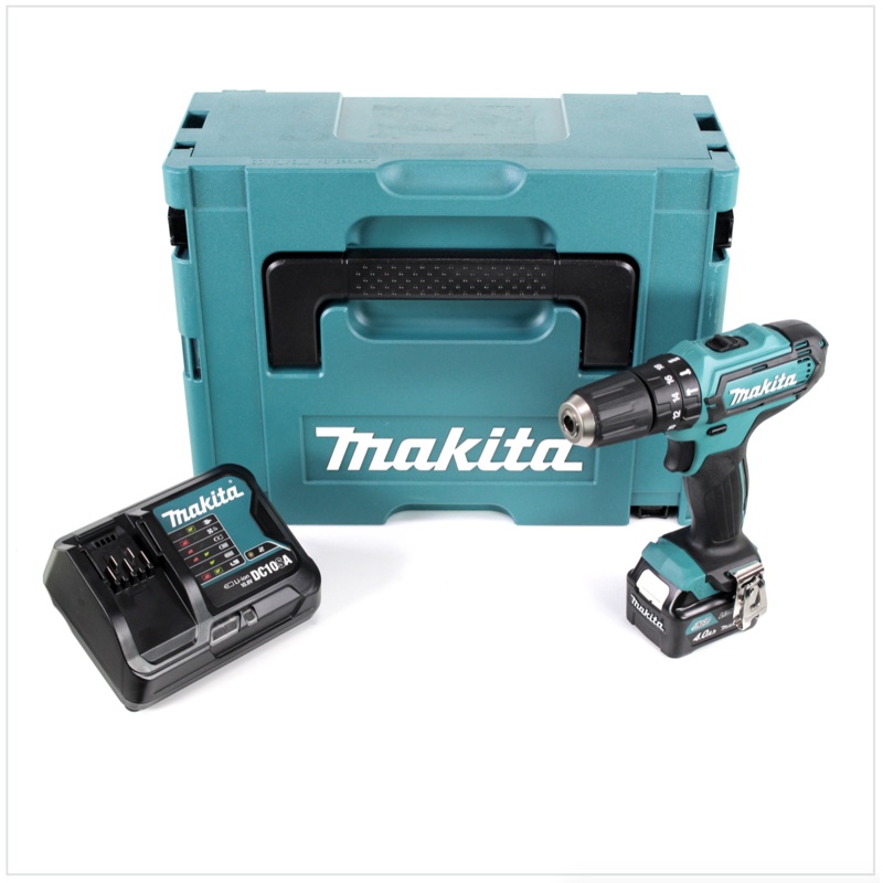 Taladro percutor inalmbrico Makita HP 331 DSM1J 10,8V 110Nm 1/4" en Makpac + 1x batera 4,0 Ah + cargador