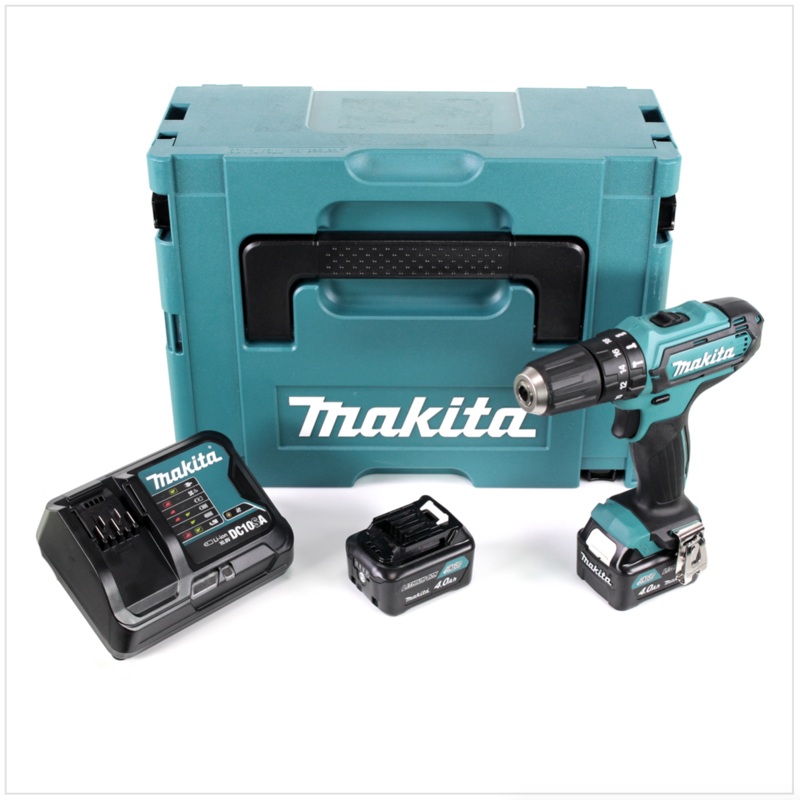 Taladro percutor inalmbrico Makita HP 331 DSMJ 10,8V 110Nm 1/4" en Makpac + 2x bateras 4,0 Ah + cargador
