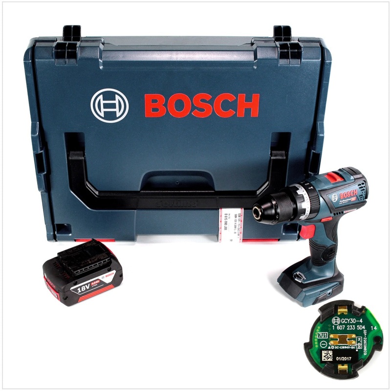 Taladro percutor inalmbrico sin escobillas Bosch GSB 18 V-60 C Professional Li-Ion en L-Boxx con 1 batera GBA de 5,0 Ah y mdulo de conectividad