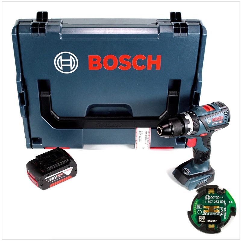 Taladro percutor inalmbrico sin escobillas Bosch GSB 18 V-60 C Professional Li-Ion en L-Boxx con 1 batera GBA de 6,0 Ah y mdulo de conectividad