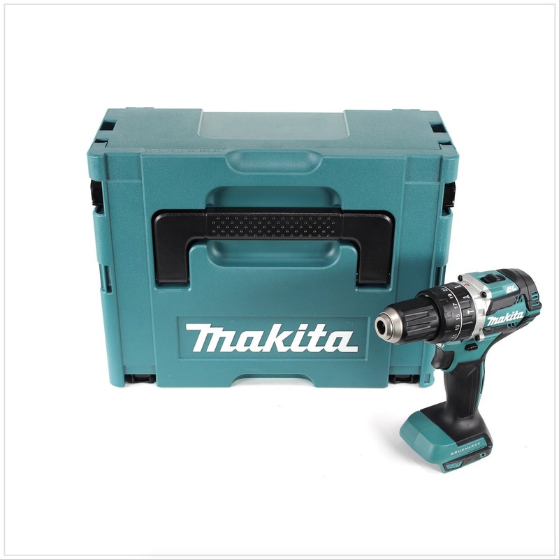 Taladro percutor inalmbrico sin escobillas Makita DHP 484 ZJ 18V Li-Ion en Makpac - sin accesorios
