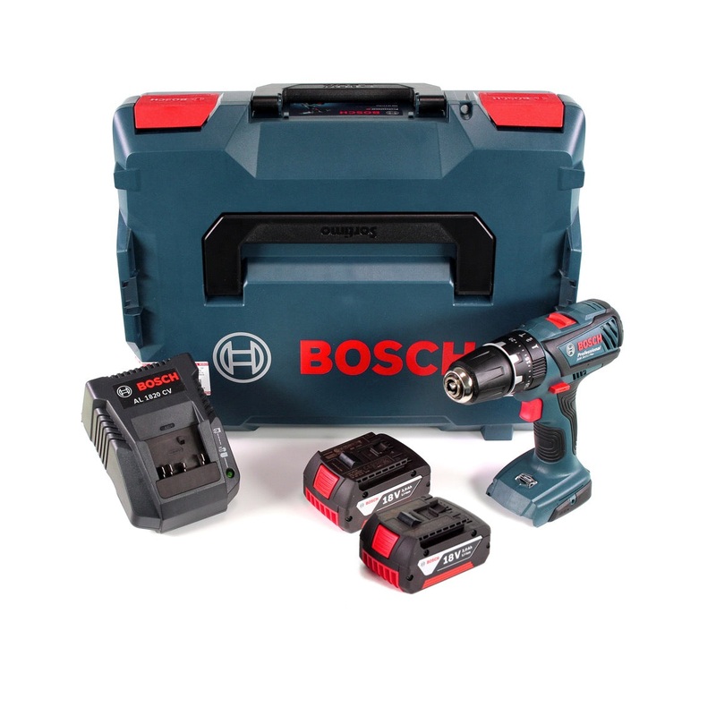 Bosch GSB 18-2-Li Plus Professional Taladro percutor a batera de 18 V en L-Boxx con 2 bateras GBA de 3,0 Ah + cargador (0615990J28)